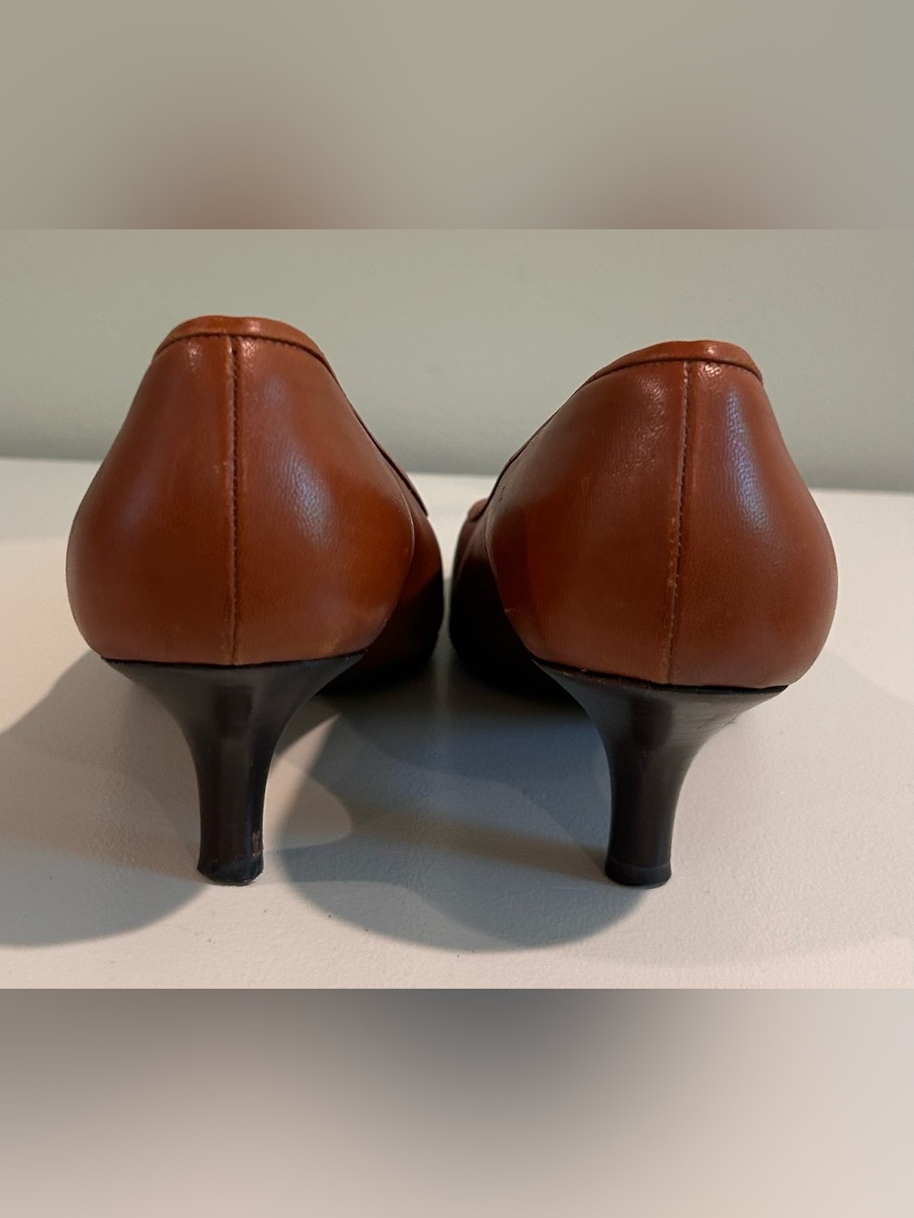 Walter Steiger Brown Leather Kitten Heels Size 8 Old Money Pumps - Picture 7 of 10